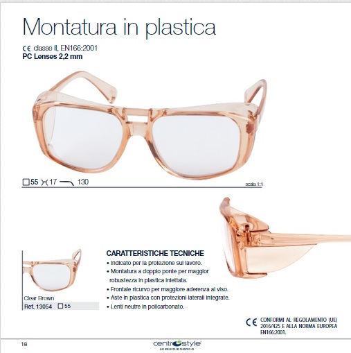 Occhiale protettivo (da lavoro)-Montatura in plastica GRADUABILE |  FotoOtticaPuntoDiVista.com